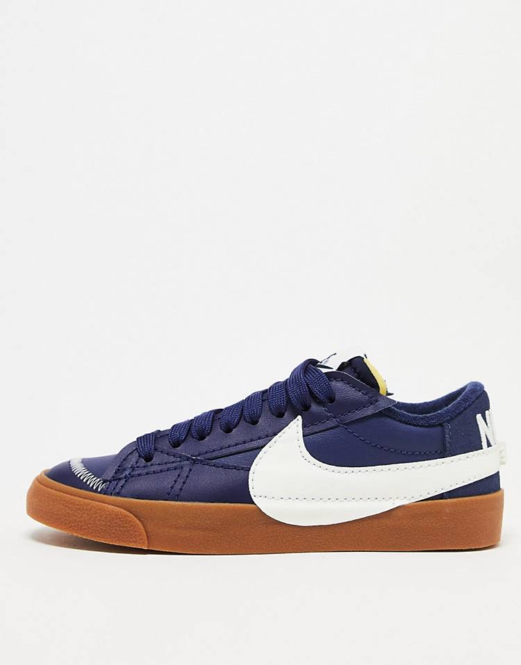 Nike Blazer Low '77 Jumbo sneakers in navy and brown